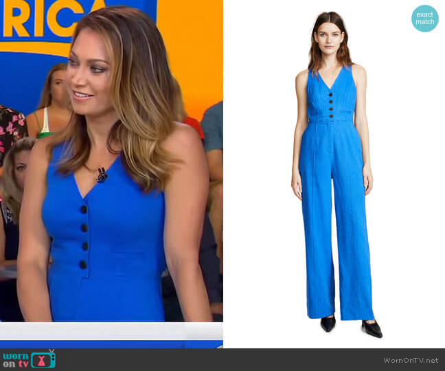 Button Up Jumpsuit by Diane von Furstenberg worn by Ginger Zee on Good Morning America