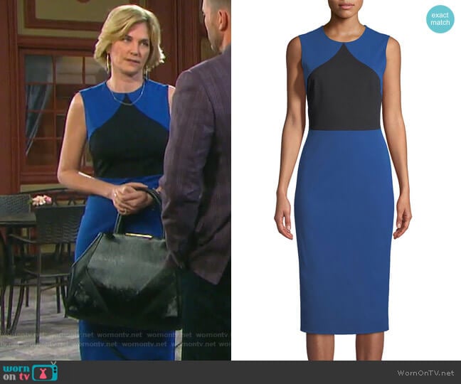 Colorblock Sleeveless Sheath Midi Dress by Diane von Furstenberg worn by Eve Donovan (Kassie DePaiva) on Days of our Lives