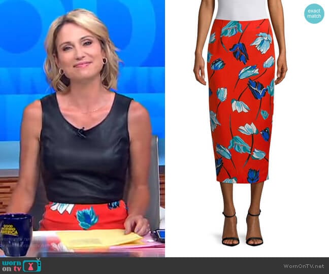 Floral Midi Pencil Skirt by Diane von Furstenberg worn by Amy Robach on Good Morning America