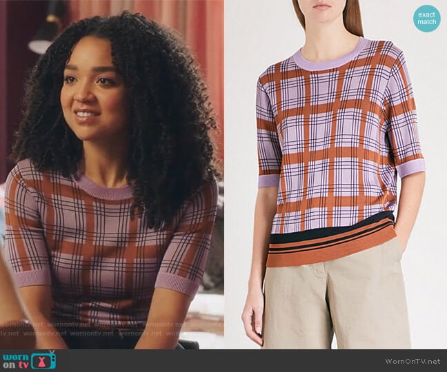 WornOnTV: Kat’s purple checked top on The Bold Type | Aisha Dee ...