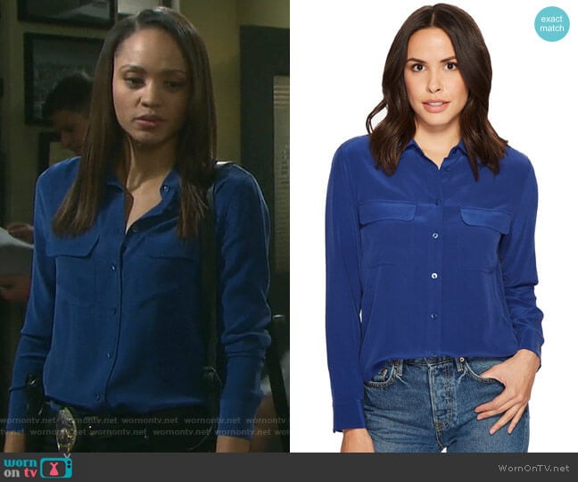 Slim Signature Blouse by Equipment worn by Lani Price (Sal Stowers) on Days of our Lives