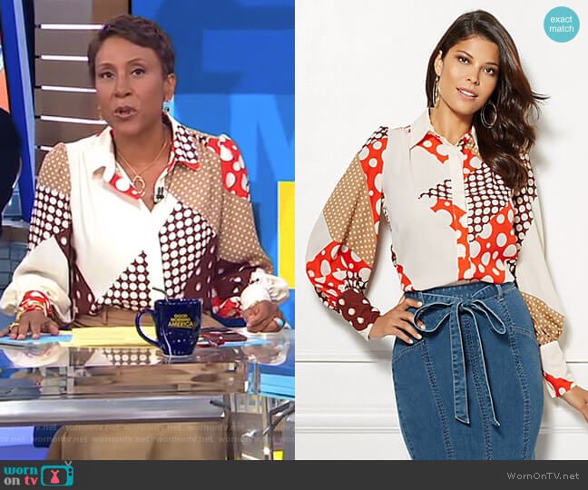 Kelsey Blouse - Eva Mendes Collection by New York & Company worn by Robin Roberts on Good Morning America