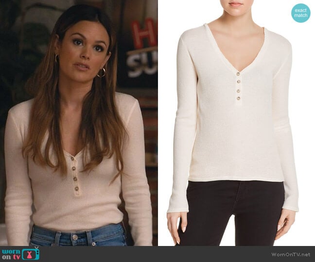 Sam’s white henley top on Take Two