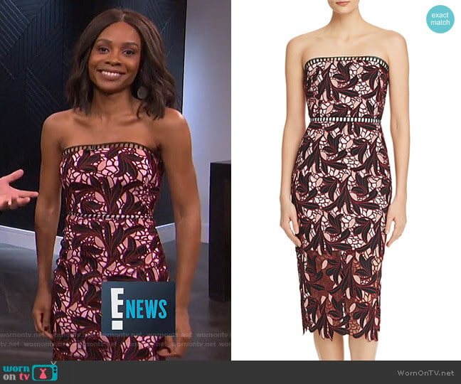 Strapless Lace Midi Dress by Elliatt worn by Zuri Hall on E! News