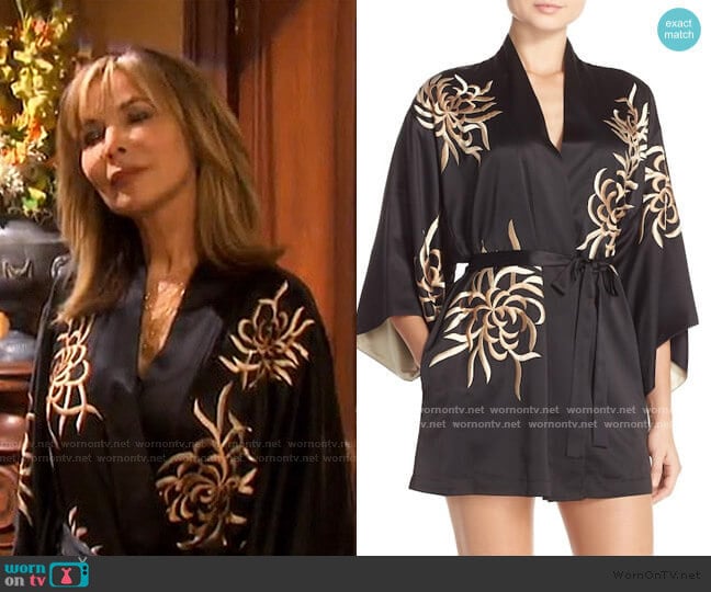 'Empress' Embroidered Charmeuse Robe by Natori worn by Kate Roberts (Lauren Koslow) on Days of our Lives