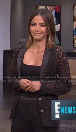 Erin’s black lace suit on E! News