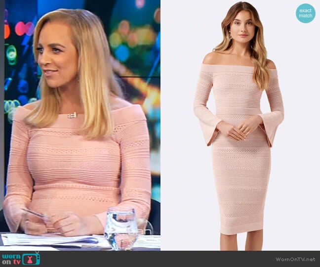 Stassi Pointelle Flare Sleeve Dress by Forever New worn by Carrie Bickmore on The Project