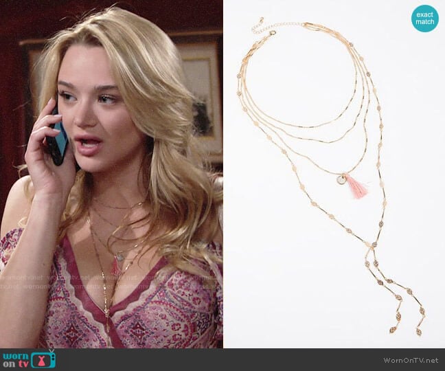 Free People Tiny Tassel Necklace worn by Summer Newman (Hunter King) on The Young and the Restless