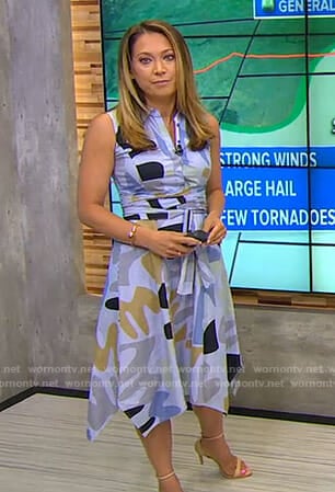 Ginger's blue striped printed shirtdress on Good Morning America