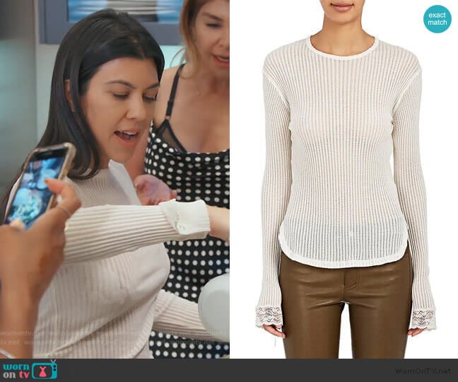 Cotton Mixed-Stitch Shirt by Helmut Lang worn by Kourtney Kardashian  on Keeping Up with the Kardashians