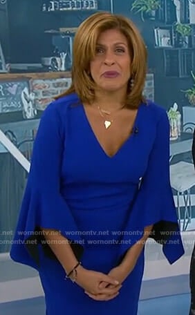 Hoda’s blue contrast bell sleeve dress on Today