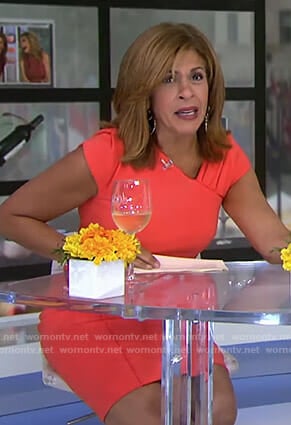 Hoda’s orange v-neck dress on Today