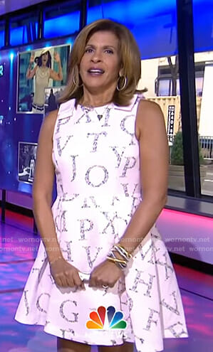 Hoda’s pink letter print dress on Today