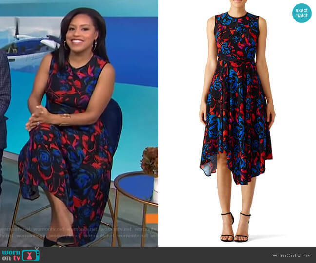 Floral Asymmetrical Dress by Hunter Bell worn by Sheinelle Jones  on Today