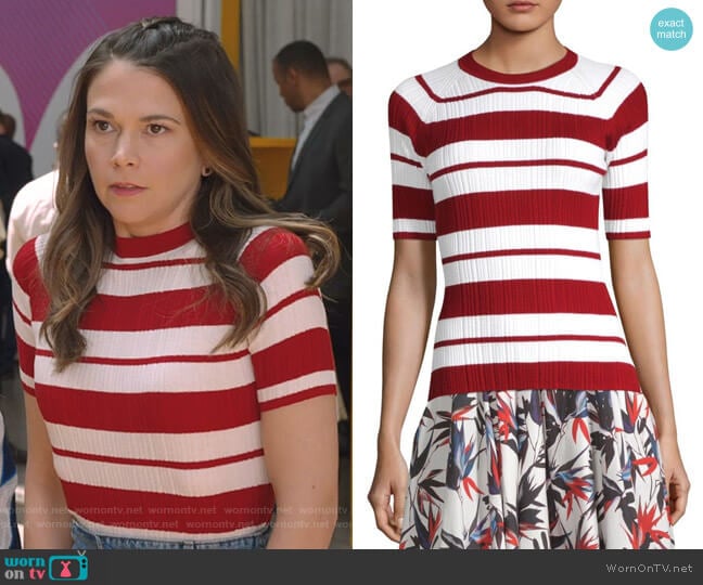 Striped Crewneck Sweater by Jason Wu worn by Liza Miller (Sutton Foster) on Younger