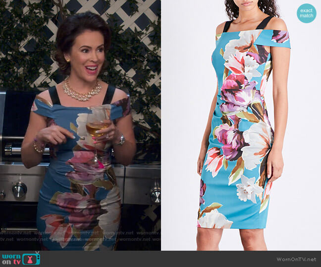 WornOnTV: Coralee’s blue floral cold shoulder dress on Insatiable ...