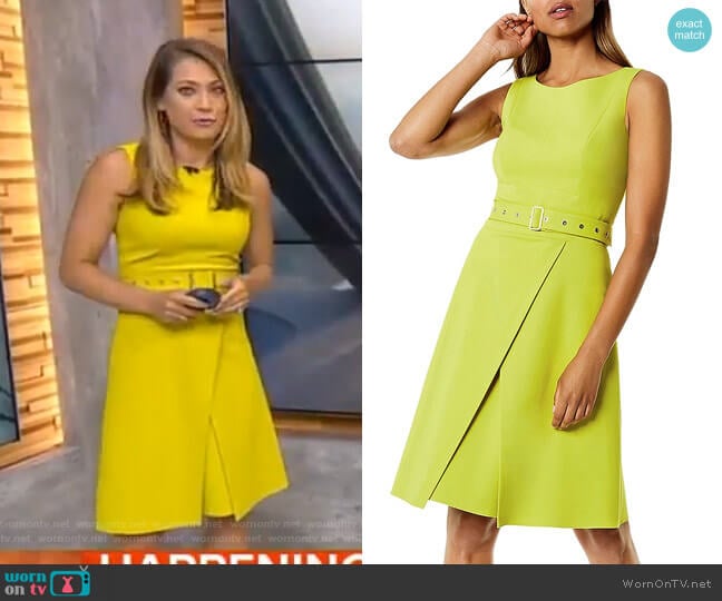 Belted A-Line Dress by Karen Millen worn by Ginger Zee on Good Morning America