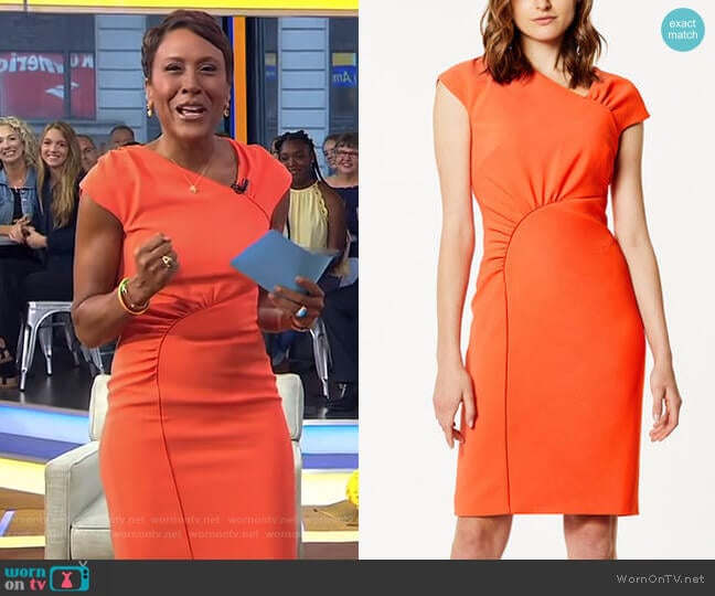 Gathered Dress by Karen Millen worn by Robin Roberts on Good Morning America