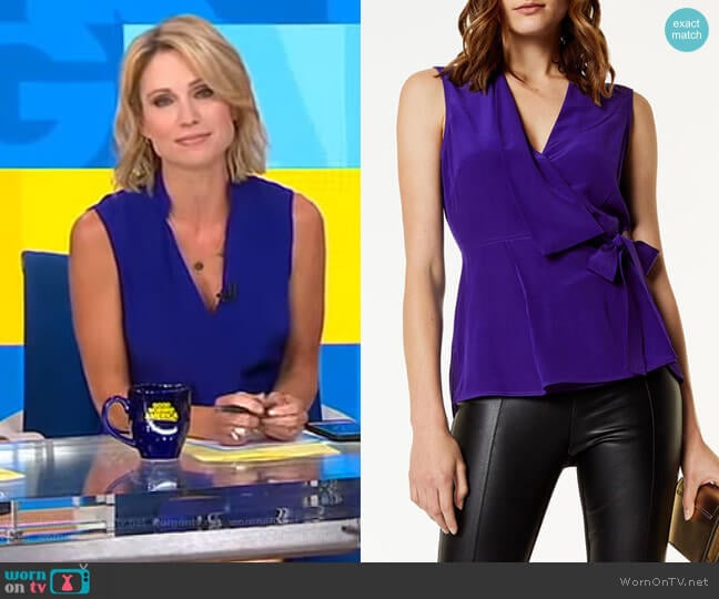 Wrap Top by Karen Millen worn by Amy Robach on Good Morning America