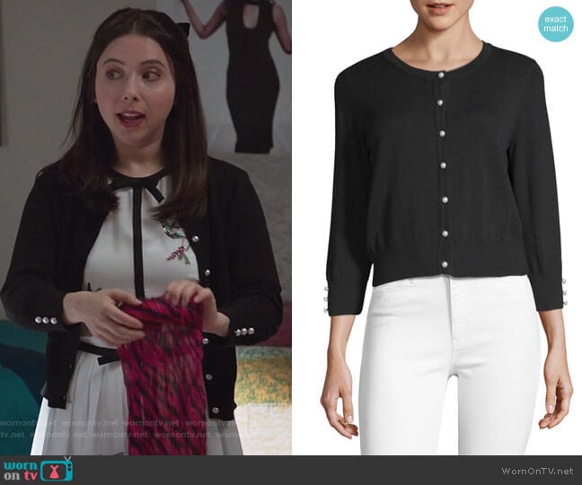 Lace Button-Front Cardigan by Karl Lagerfeld  worn by Esther Povitsky (Esther Povitsky) on Alone Together