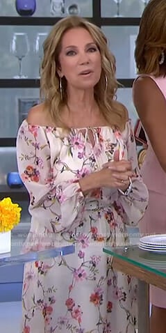 Kathie’s white floral off shoulder dress on Today