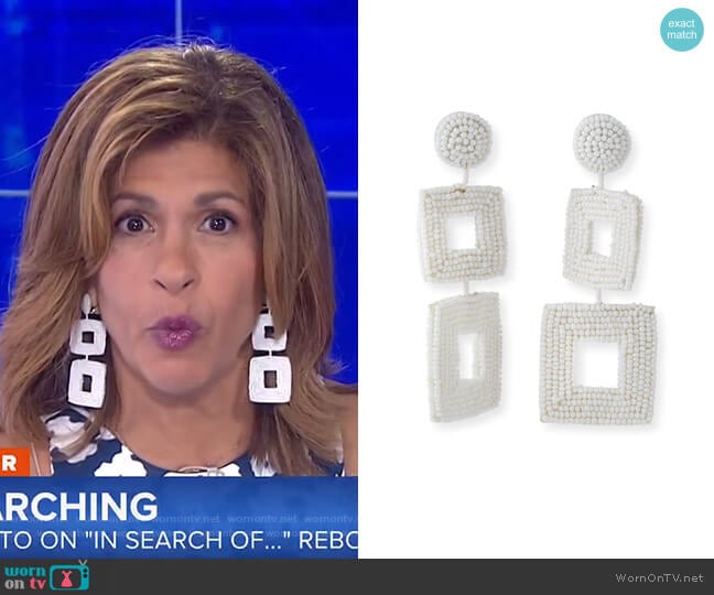 Double Square Seed Bead Drop Earrings by Kenneth Jay Lane worn by Hoda Kotb on Today