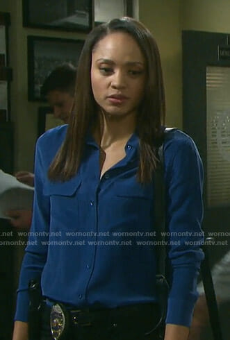 Lani’s blue button down shirt on Days of our Lives