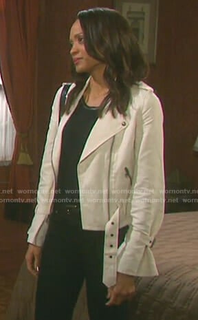 Lani’s white moto jacket on Days of our Lives