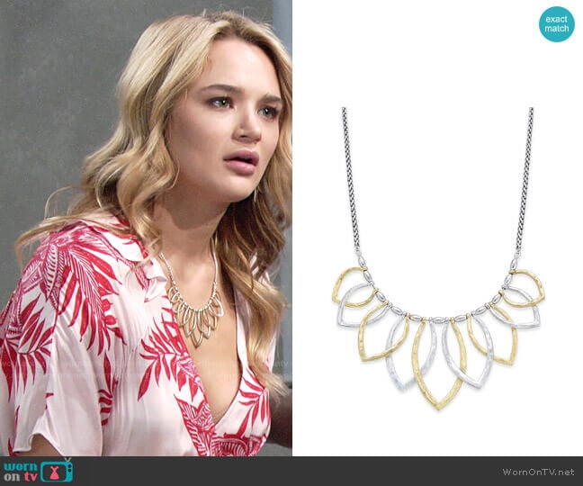 Lucky Brand Two Tone Petal Necklace  worn by Summer Newman (Hunter King) on The Young and the Restless