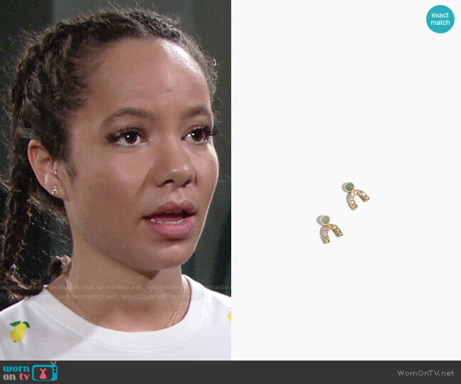 Madewell Tiny Jewels Amazonite Stud Earrings worn by Mattie Ashby (Lexie Stevenson) on The Young and the Restless