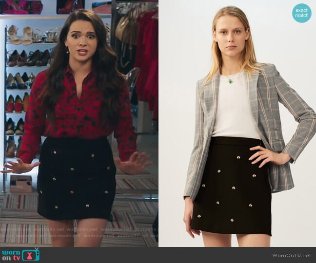 WornOnTV: Jane’s black and red floral blouse and embellished skirt on ...