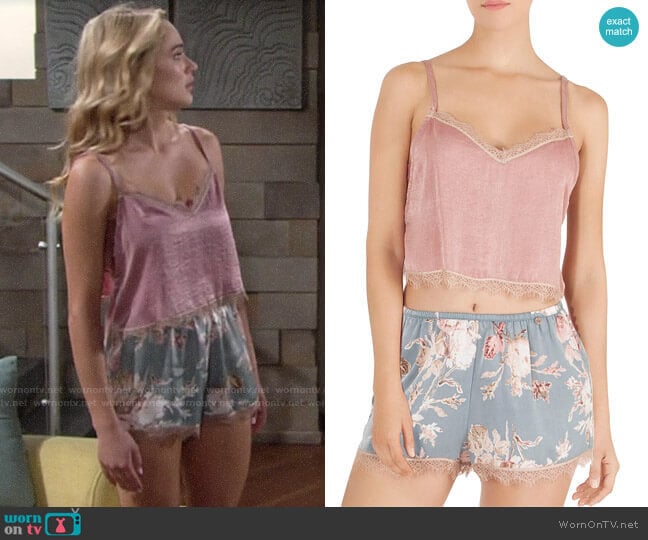 Midnight Baker Cropped Cami and Floral Shorts worn by Summer Newman (Hunter King) on The Young and the Restless