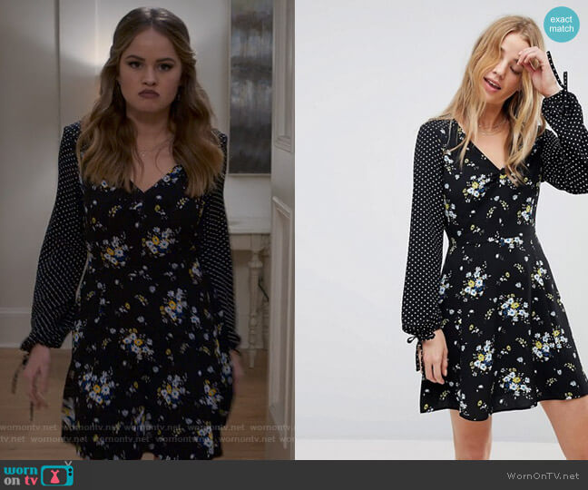 Spot and Floral Print Skater Dress by Miss Selfridge  worn by Patty Bladell (Debby Ryan) on Insatiable