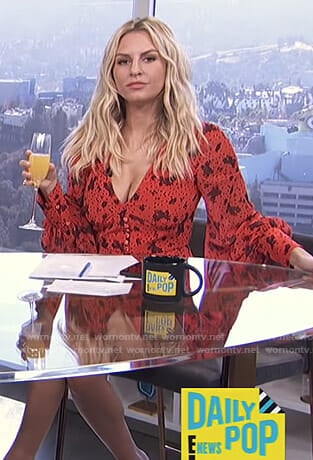 Morgan’s red floral romper on E! News Daily Pop