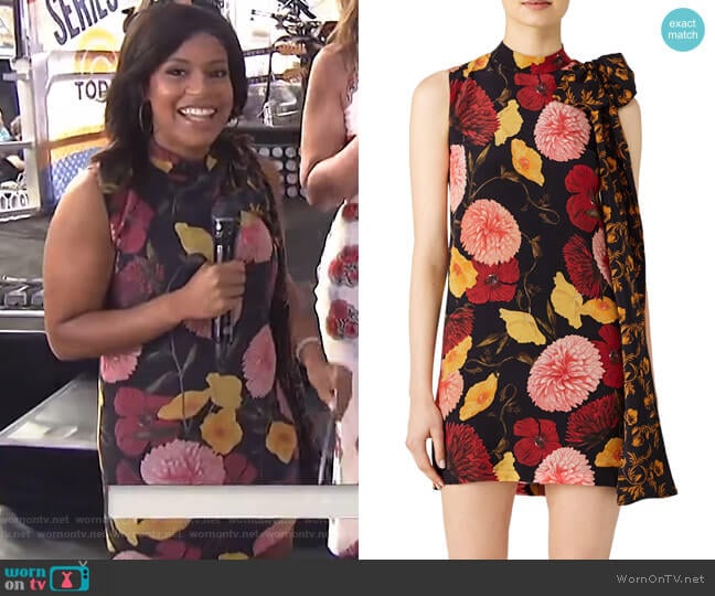 Tie Detail Floral Dress by Mother of Pearl worn by Sheinelle Jones on Today