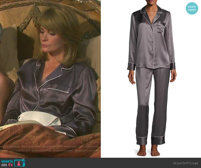 Silk Satin Two-Piece Pajama Set by Neiman Marcus worn by Marlena Evans (Deidre Hall) on Days of our Lives