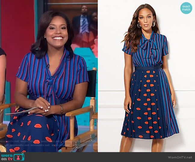 WornOnTV: Sheinelle’s blue stripe and lip print shirtdress on Today ...