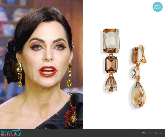 Bold Crystal Drop Earrings by Oscar de la Renta worn by D’Andra Simmons on The Real Housewives of Dallas