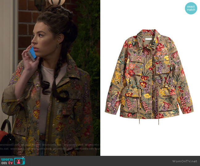 Patterned Cargo Jacket by H&M worn by Chloe Bridges on Insatiable worn by Chloe Bridges on Insatiable