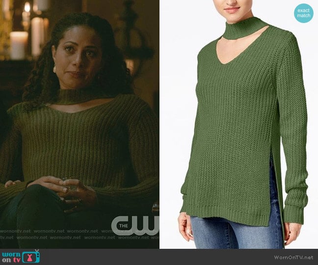 Juniors' Cutout Turtleneck Sweater by Planet Gold worn by Christina Marie Moses on The Originals