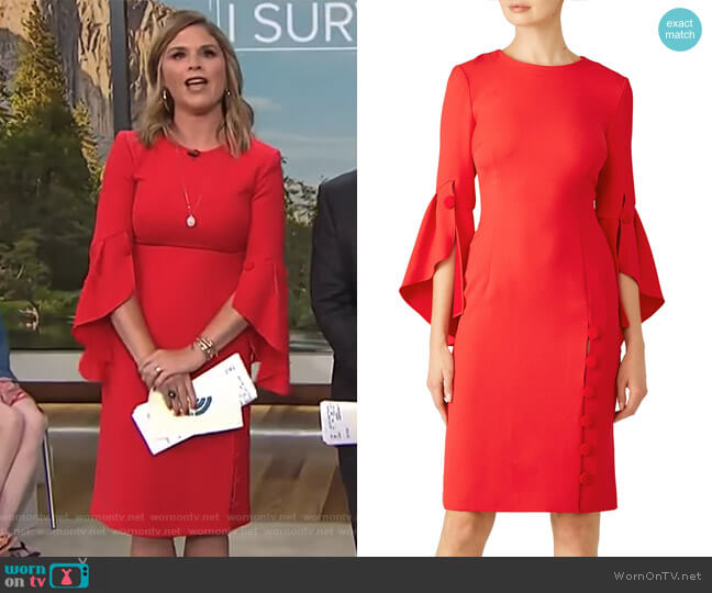 Buttoned Flutter Sheath Dress by Prabal Gurung worn by Jenna Bush Hager on Today