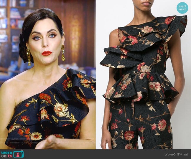 Floral One Shoulder Ruffled Top by Prabal Gurung worn by D’Andra Simmons on The Real Housewives of Dallas