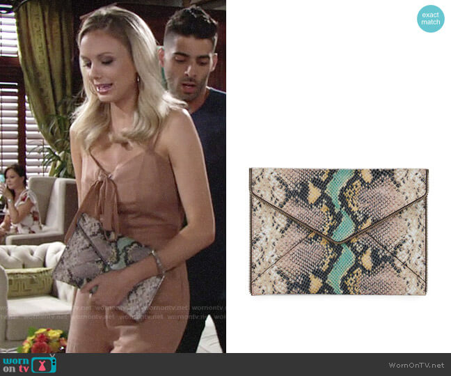 Rebecca Minkoff Snake Leo Clutch worn by Abby Newman (Melissa Ordway) on The Young and the Restless