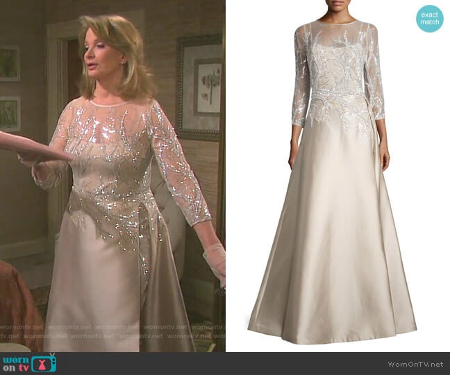 3/4-Sleeve Embellished Ball Gown by Rickie Freeman for Teri Jon worn by Marlena Evans (Deidre Hall) on Days of our Lives