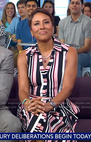 Robin’s pink striped shirtdress on Good Morning America