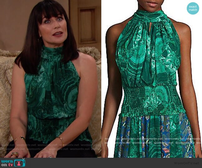 Romance was Born Hallmark Sheer Tie Top worn by Quinn Fuller (Rena Sofer) on The Bold and the Beautiful