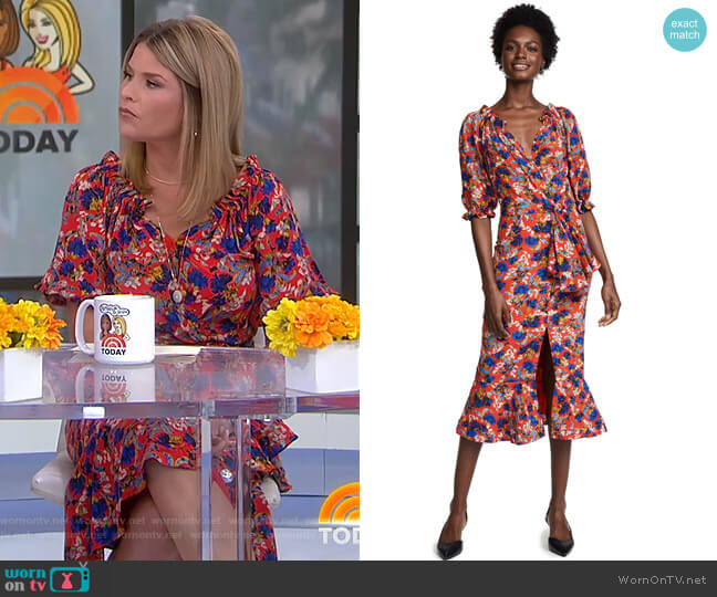 WornOnTV: Jenna’s orange floral midi dress on Today | Jenna Bush Hager ...