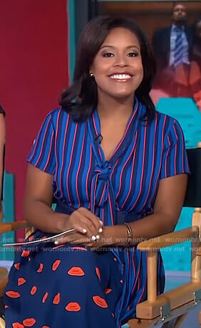Sheinelle’s blue stripe and lip print shirtdress on Today