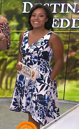 Sheinelle’s white floral high and low dress on Today