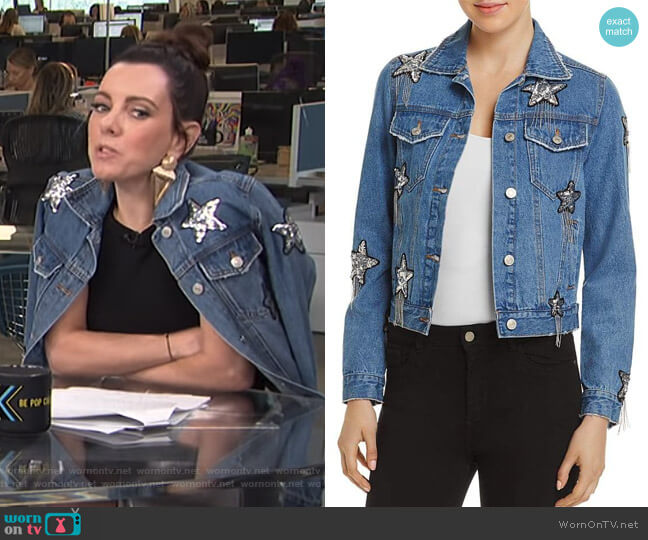 Star Embellished Denim Jacket by Sunset + Spring worn by Melanie Bromley on E! News